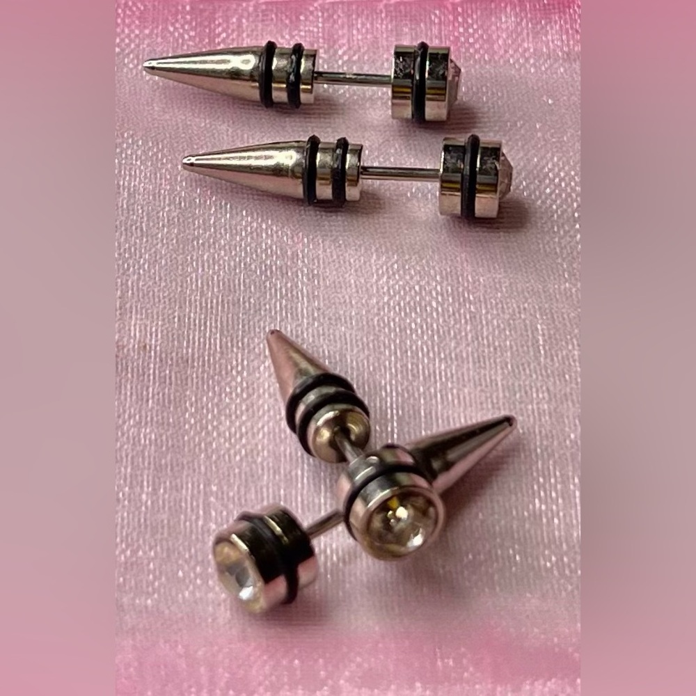 Silver and Black Spike piecing Earrings 1 for $8 three for $16